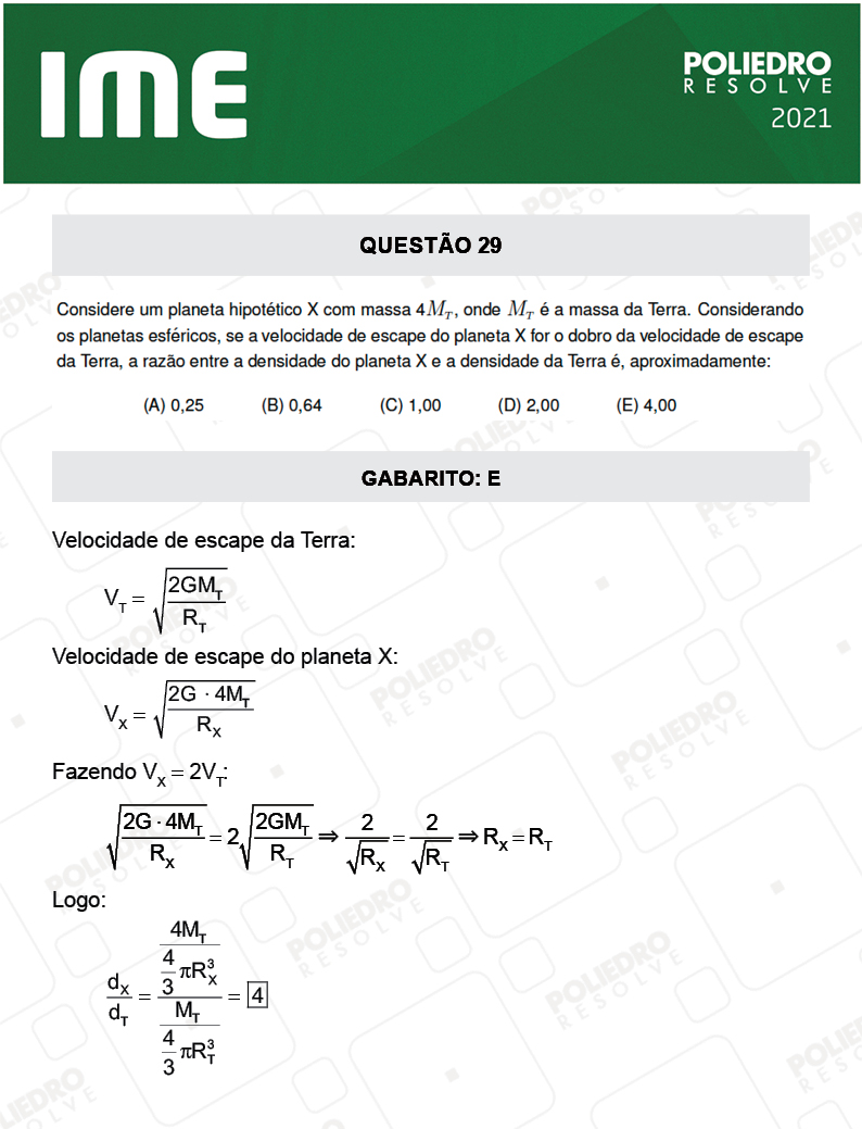 Questão 29 - 1ª FASE - IME 2021