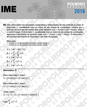 Questão 26 - Objetiva - 1ª Fase - IME 2016