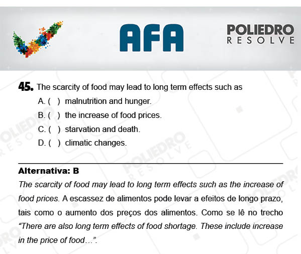 Questão 45 - Prova Modelo A - AFA 2018