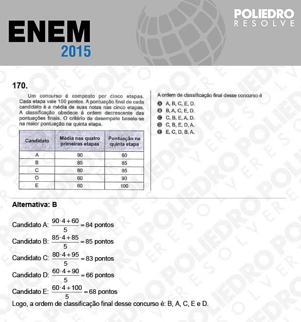 Questão 170 - Domingo (Prova Azul) - ENEM 2015