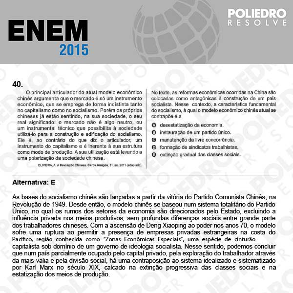 Questão 40 - Sábado (Prova Branca) - ENEM 2015