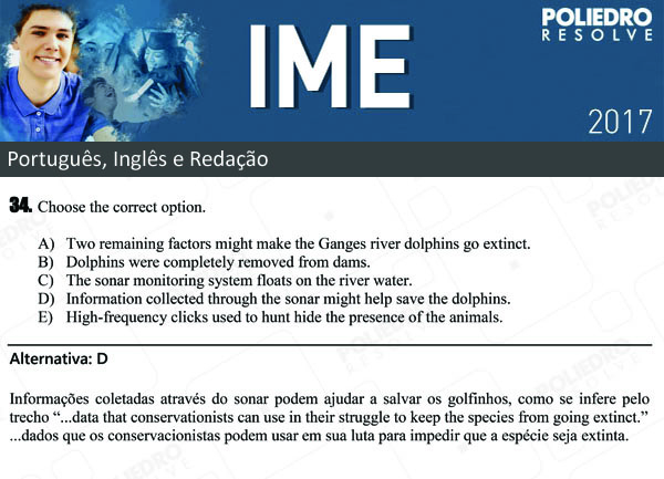 Questão 34 - Português e Inglês - IME 2017