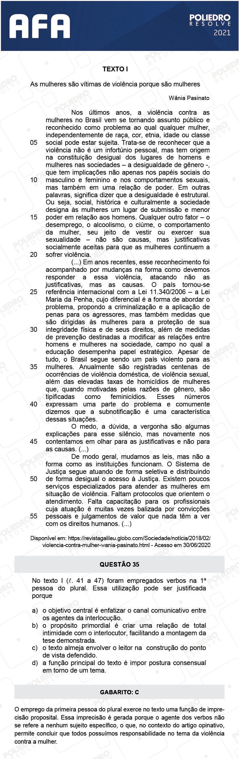 Questão 35 - Prova Modelo A - AFA 2021