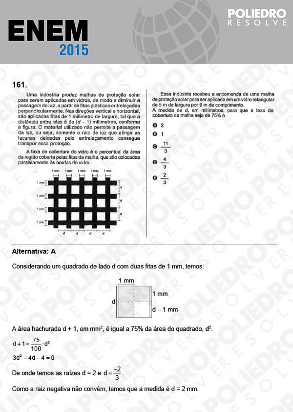 Questão 161 - Domingo (Prova Azul) - ENEM 2015