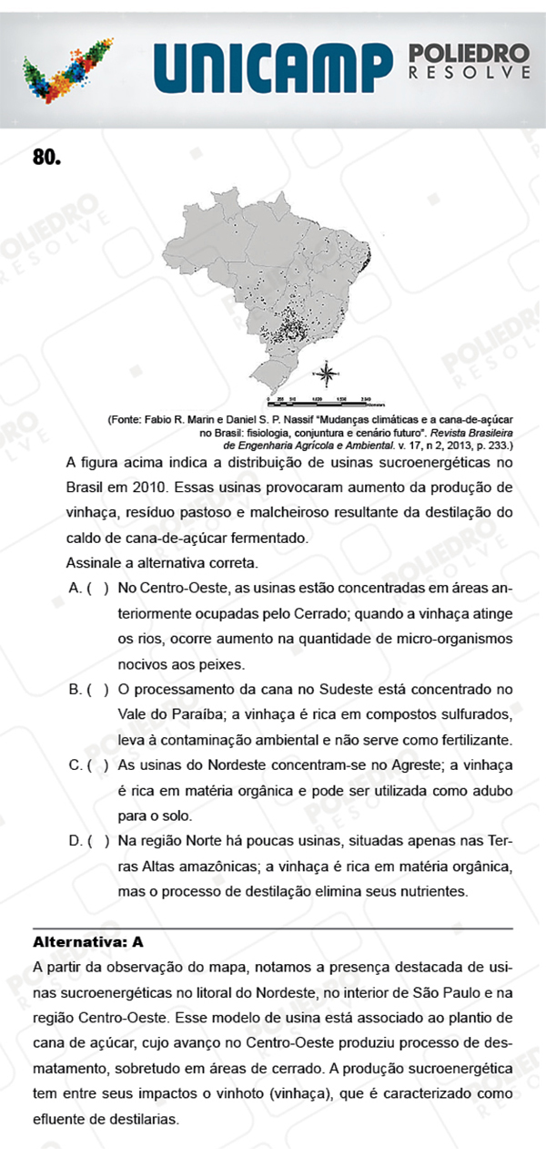 Questão 80 - 1ª Fase - PROVA Q - UNICAMP 2018