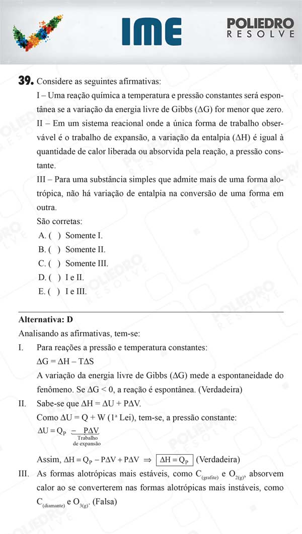 Questão 39 - 1ª Fase - IME 2018