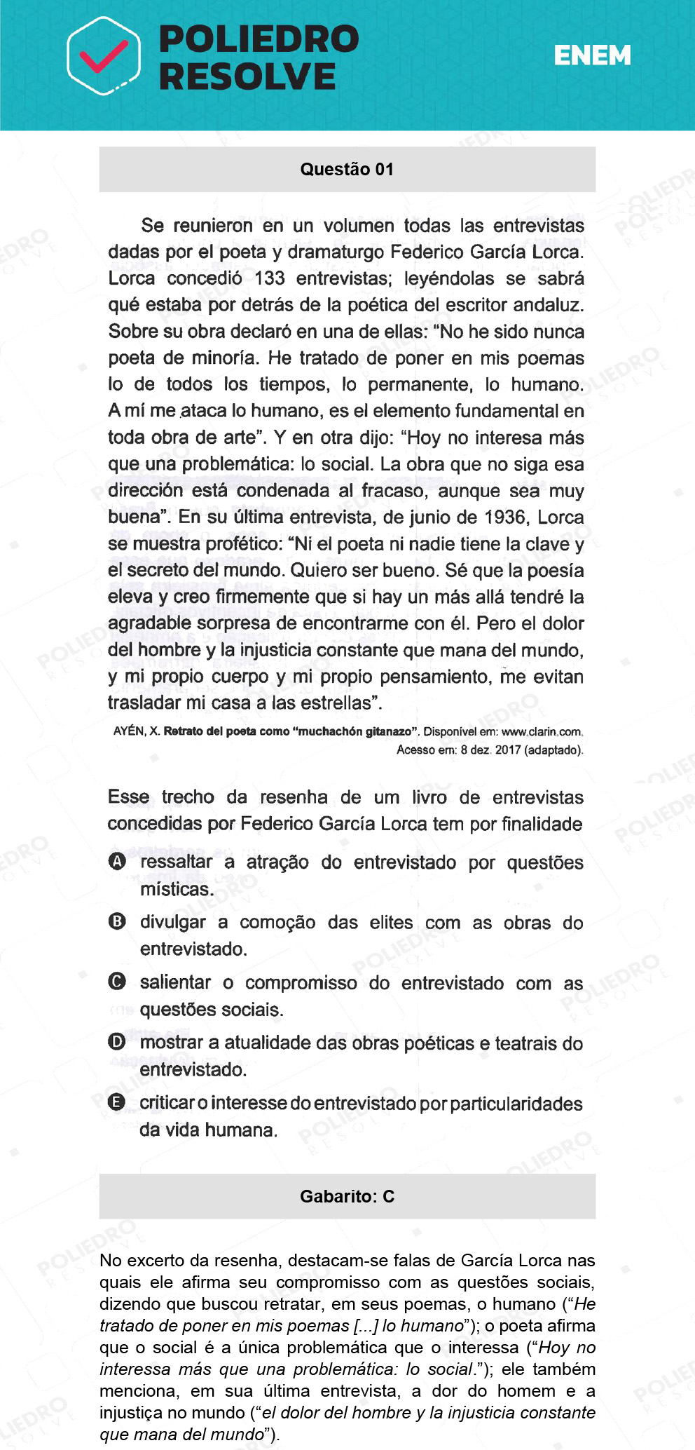 Questão 1 - 1º Dia - Prova Azul - ENEM 2021