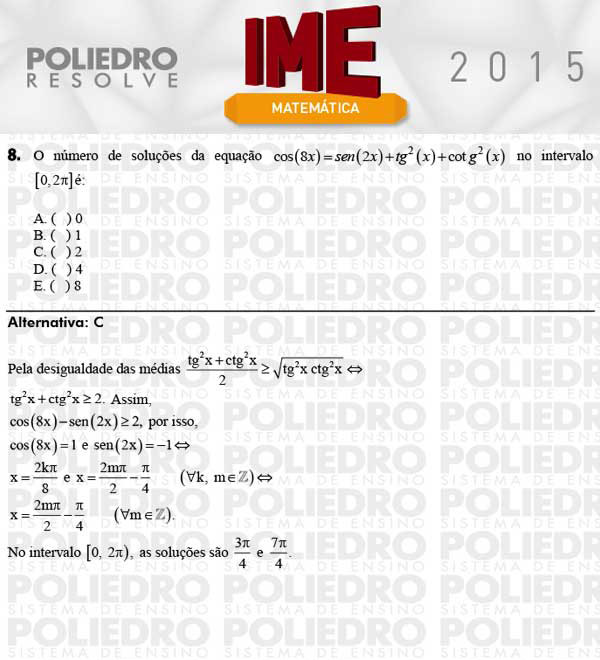 Questão 8 - Objetiva - IME 2015