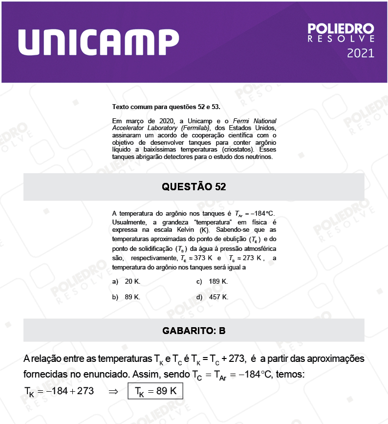 Questão 52 - 1ª Fase - 2º Dia - Q e Z - UNICAMP 2021