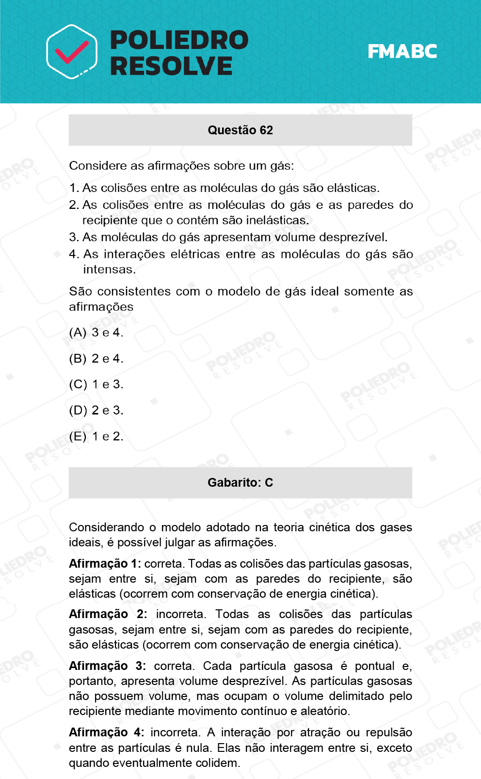 Questão 62 - Fase única - FMABC 2022