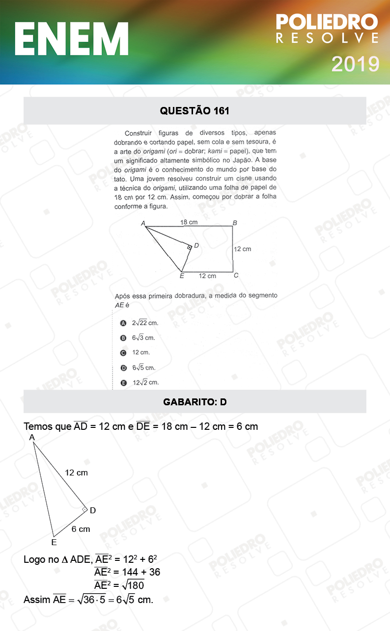 Questão 161 - 2º DIA - PROVA CINZA - ENEM 2019