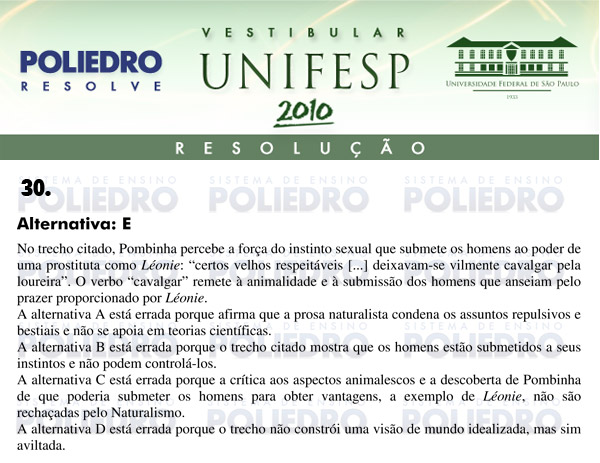 Questão 30 - Português e Inglês - UNIFESP 2010