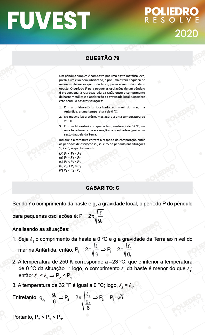 Questão 79 - 1ª Fase - Prova V - FUVEST 2020