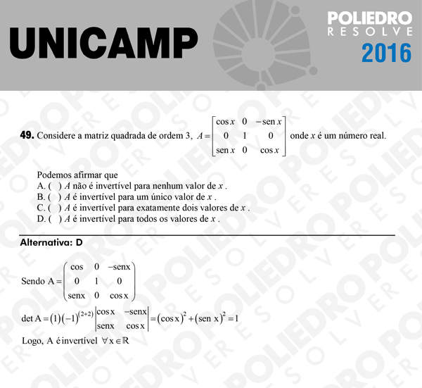 Questão 49 - 1ª Fase - UNICAMP 2016