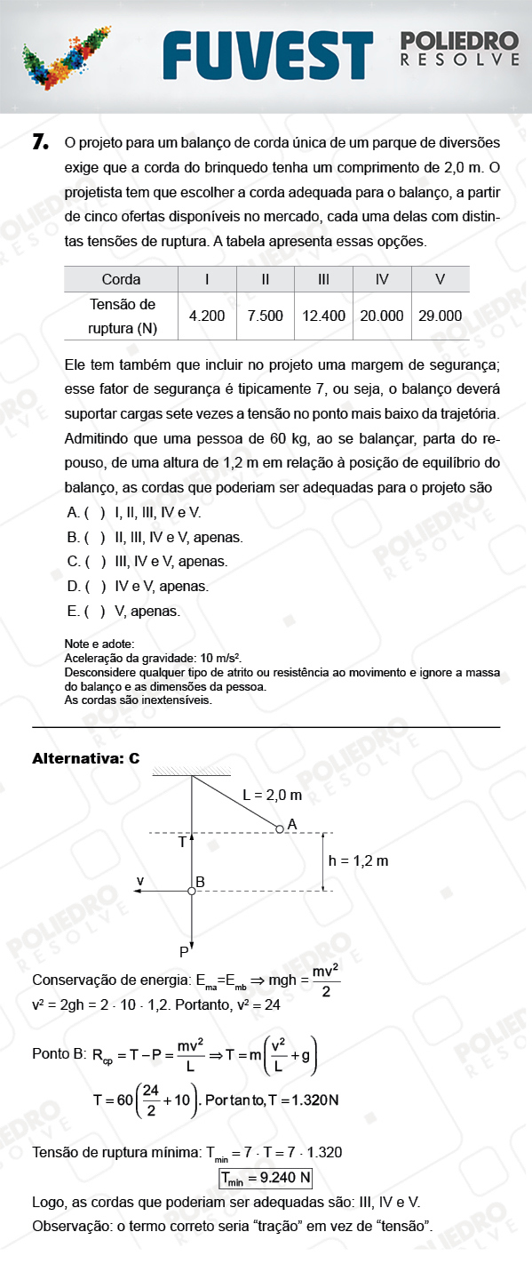 Questão 7 - 1ª Fase - PROVA V - FUVEST 2018