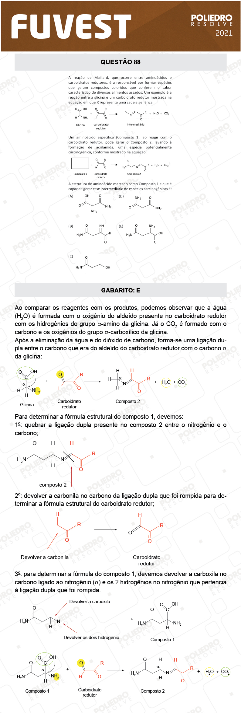 Questão 88 - 1ª Fase - FUVEST 2021