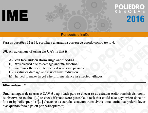 Questão 34 - Português e Inglês - IME 2016