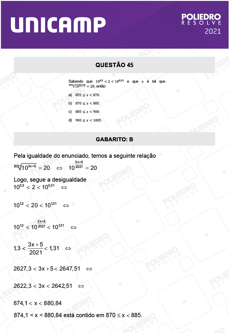 Questão 45 - 1ª Fase - 2º Dia - Q e Z - UNICAMP 2021