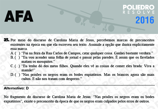 Questão 35 - Prova Modelo C - AFA 2016