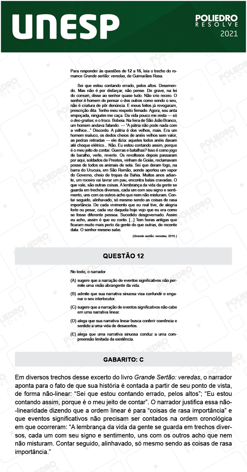 Questão 12 - 1ª Fase - 2º Dia - UNESP 2021