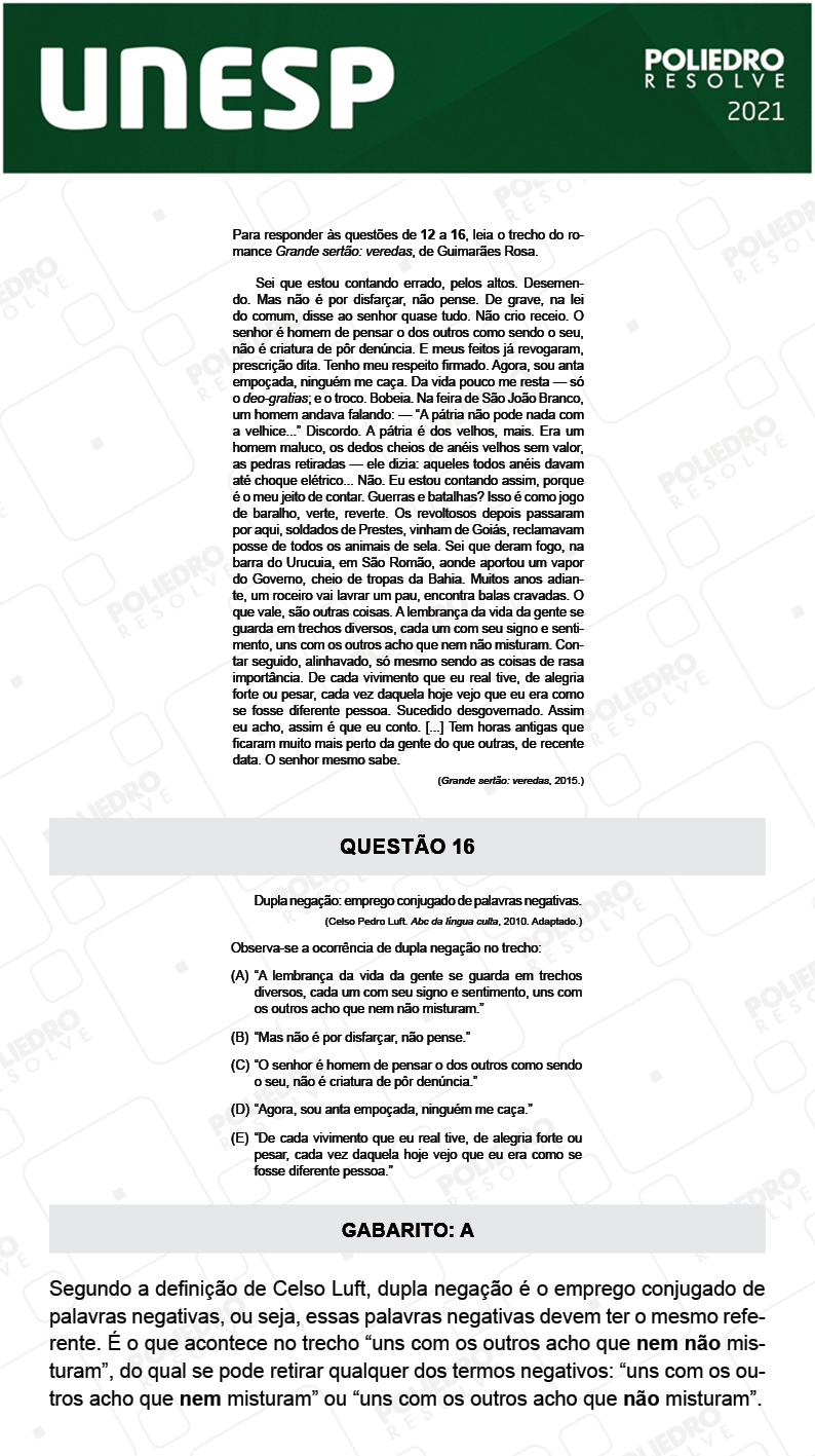 Questão 16 - 1ª Fase - 2º Dia - UNESP 2021