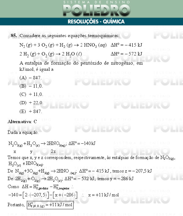 Questão 85 - Conhecimentos Gerais - UNIFESP 2009