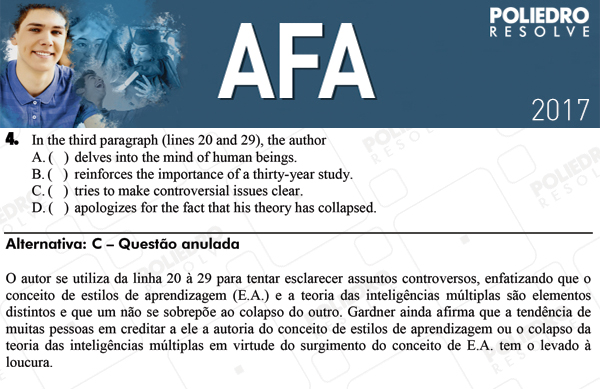 Questão 4 - Prova Modelo B - AFA 2017