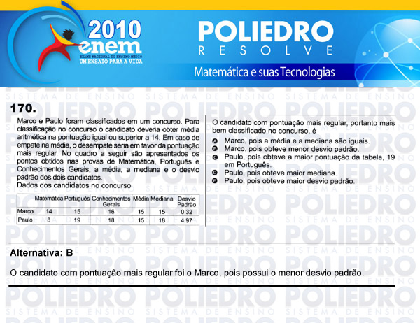 Questão 170 - Domingo (Prova rosa) - ENEM 2010
