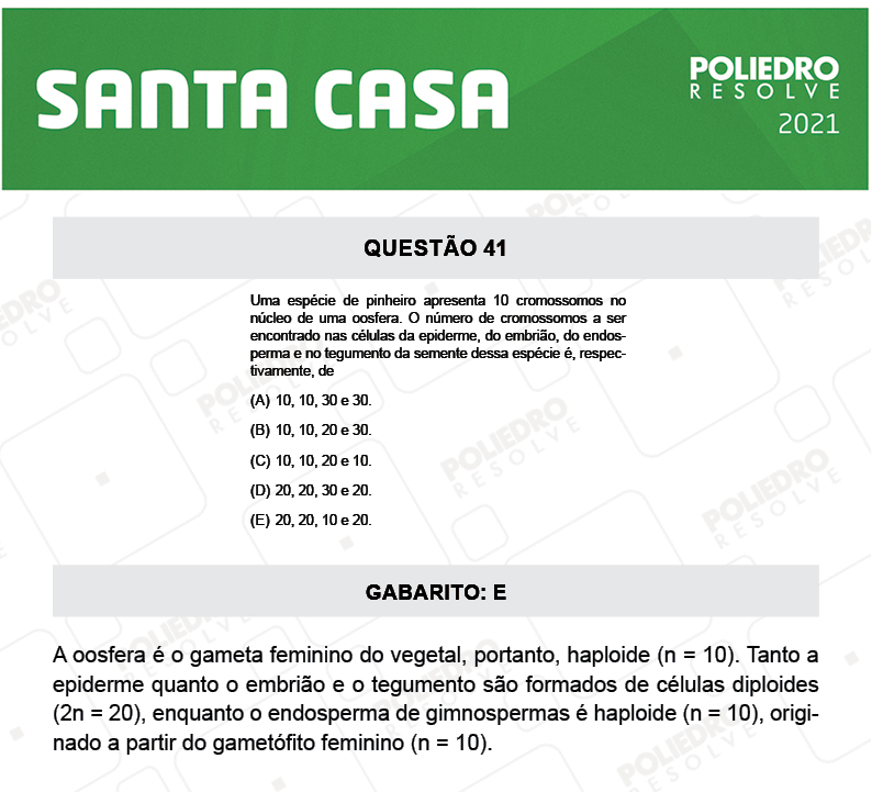 Questão 41 - 1º Dia - SANTA CASA 2021