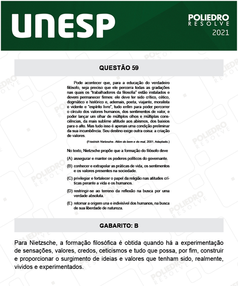 Questão 59 - 1ª Fase - 2º Dia - UNESP 2021