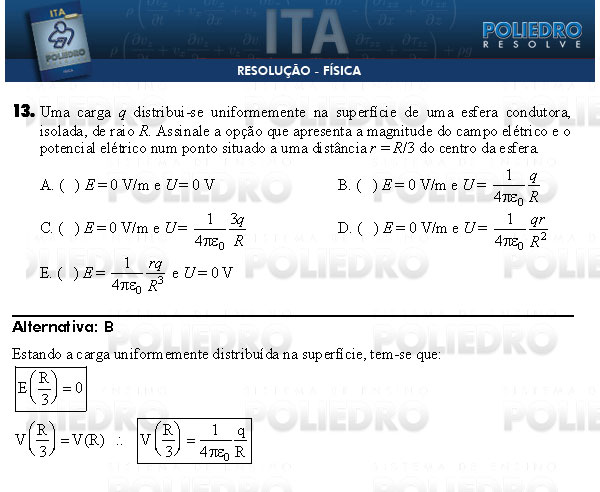 Questão 13 - Física - ITA 2009