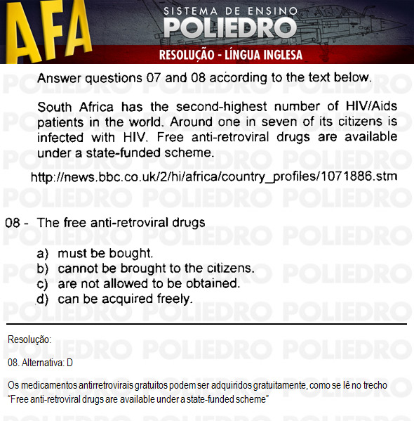 Questão 8 - Código 11 - AFA 2011