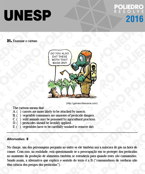 Questão 21 - 1ª Fase - UNESP 2016