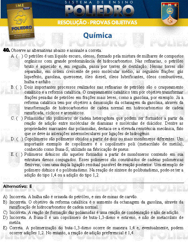 Questão 40 - Objetivas - IME 2008