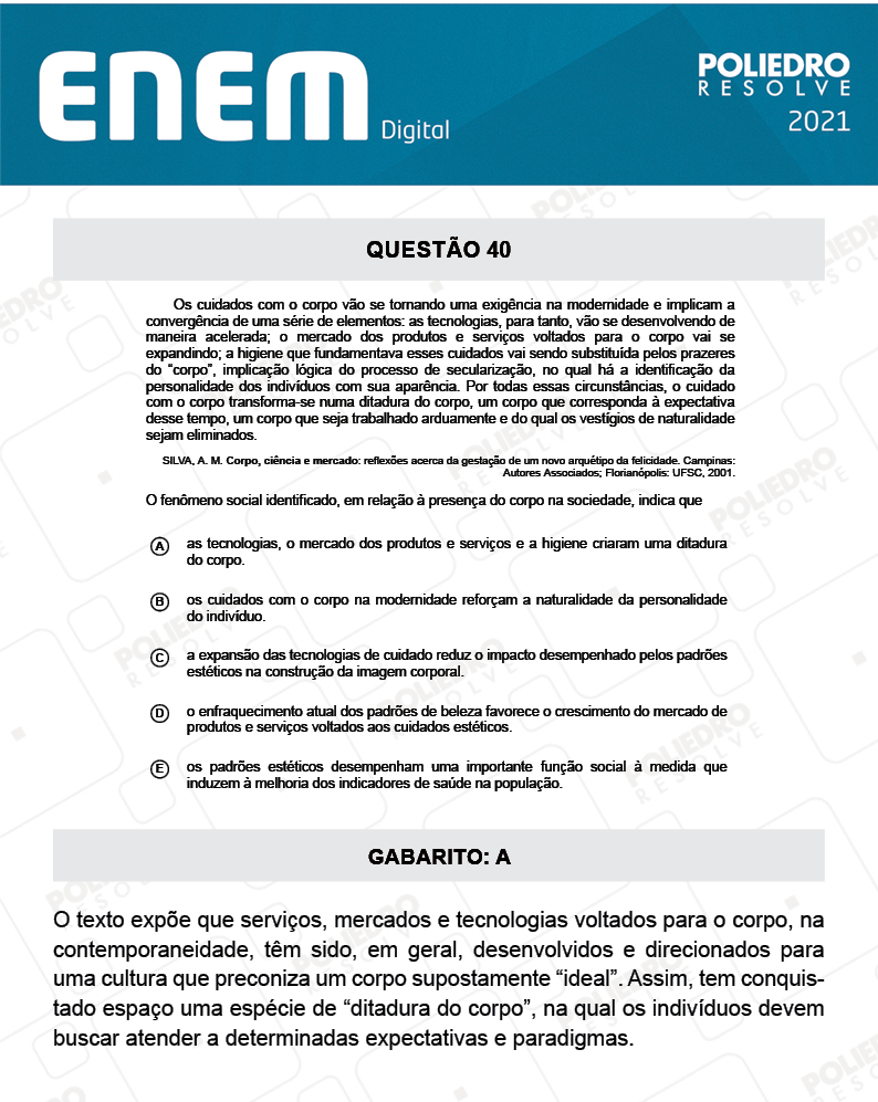 Questão 40 - 1º Dia - Prova Branca - Espanhol - ENEM DIGITAL 2020