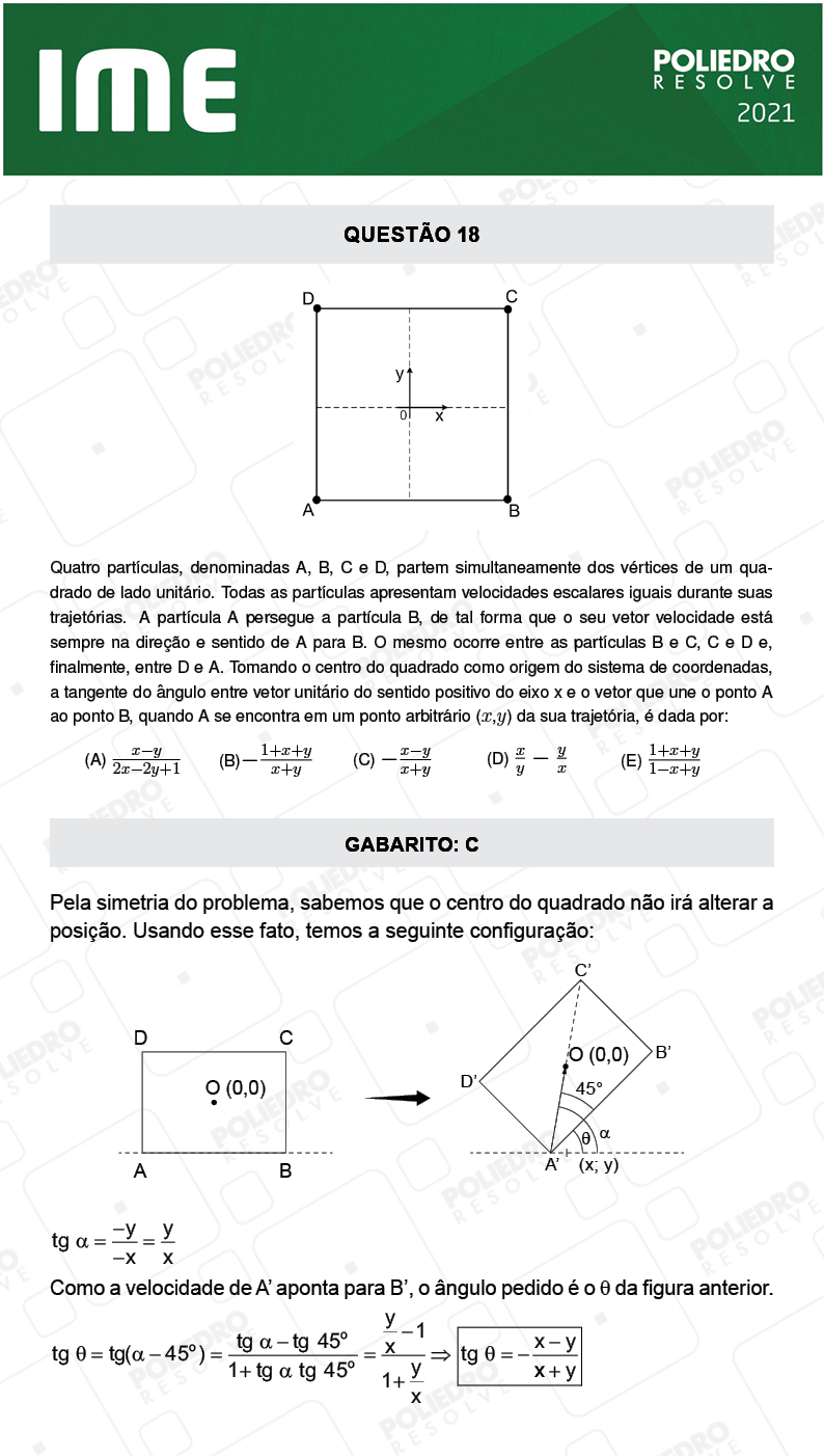 Questão 18 - 1ª FASE - IME 2021