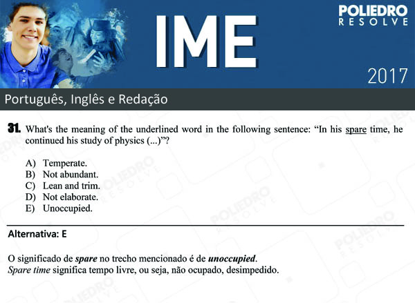 Questão 31 - Português e Inglês - IME 2017