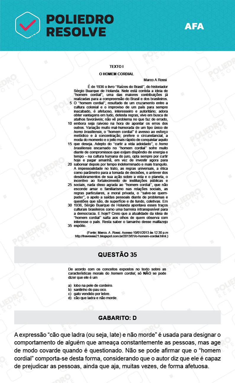 Questão 35 - Prova Modelo A - AFA 2022