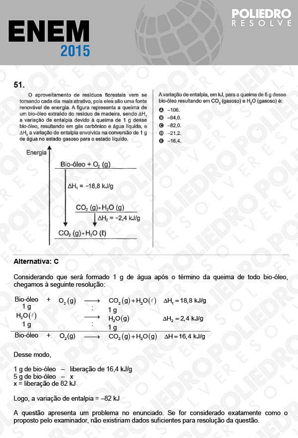 Questão 51 - Sábado (Prova Branca) - ENEM 2015