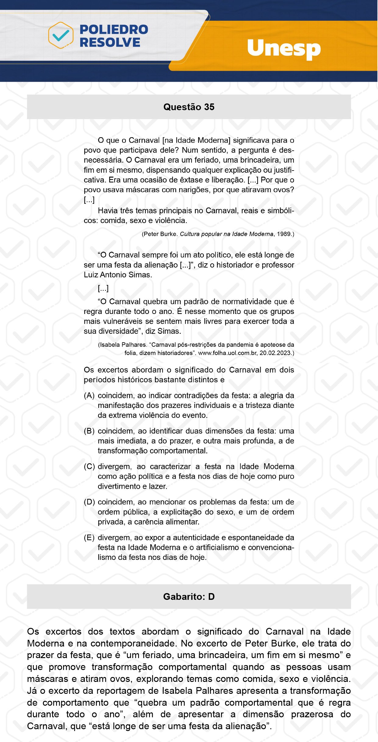 Questão 35 - 1ª Fase - UNESP 2024