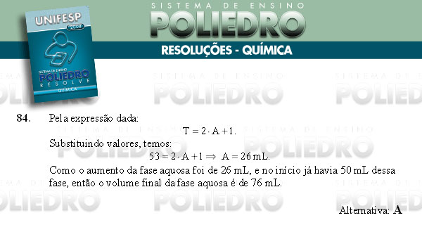 Questão 84 - Conhecimentos Gerais - UNIFESP 2008