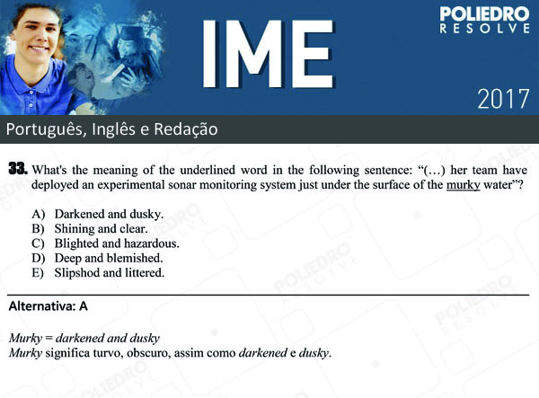 Questão 33 - Português e Inglês - IME 2017