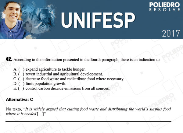 Questão 42 - 1º dia - UNIFESP 2017