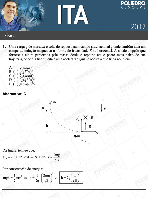 Questão 13 - Física - ITA 2017