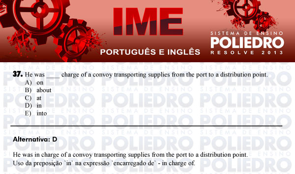 Questão 37 - Português e Inglês - IME 2013