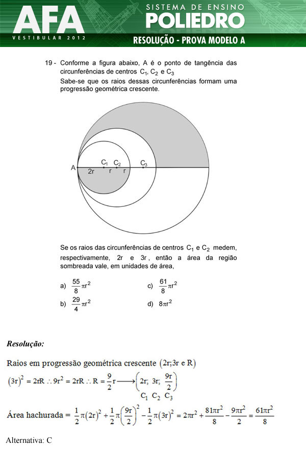Questão 19 - Prova Modelo A - AFA 2012