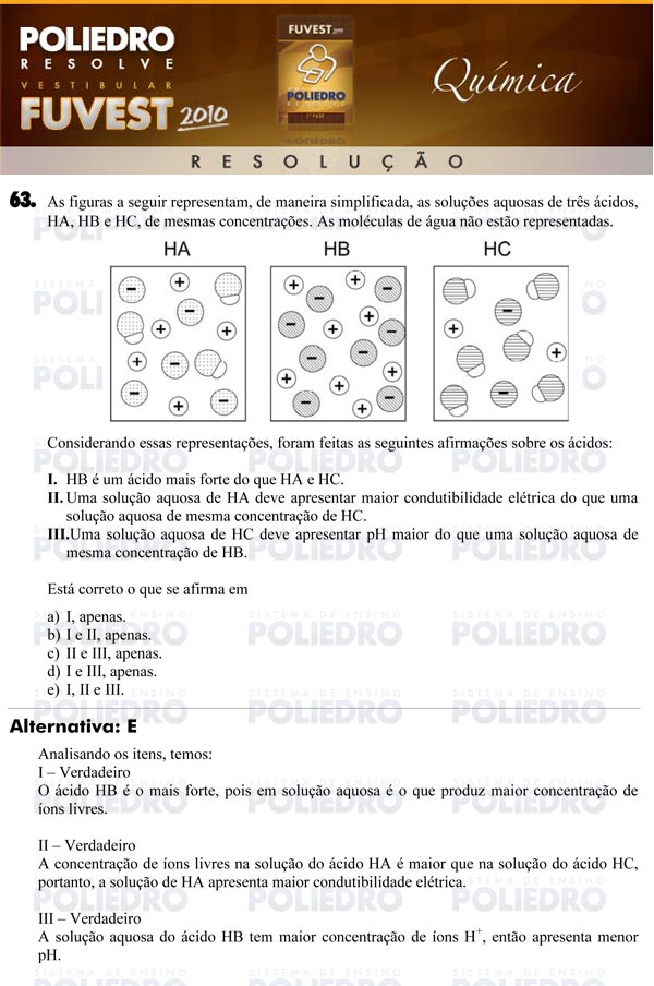 Questão 63 - 1ª Fase - FUVEST 2010