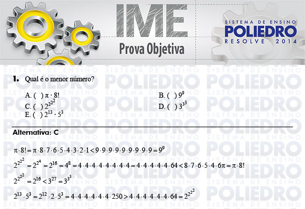 Questão 1 - Objetiva - IME 2014