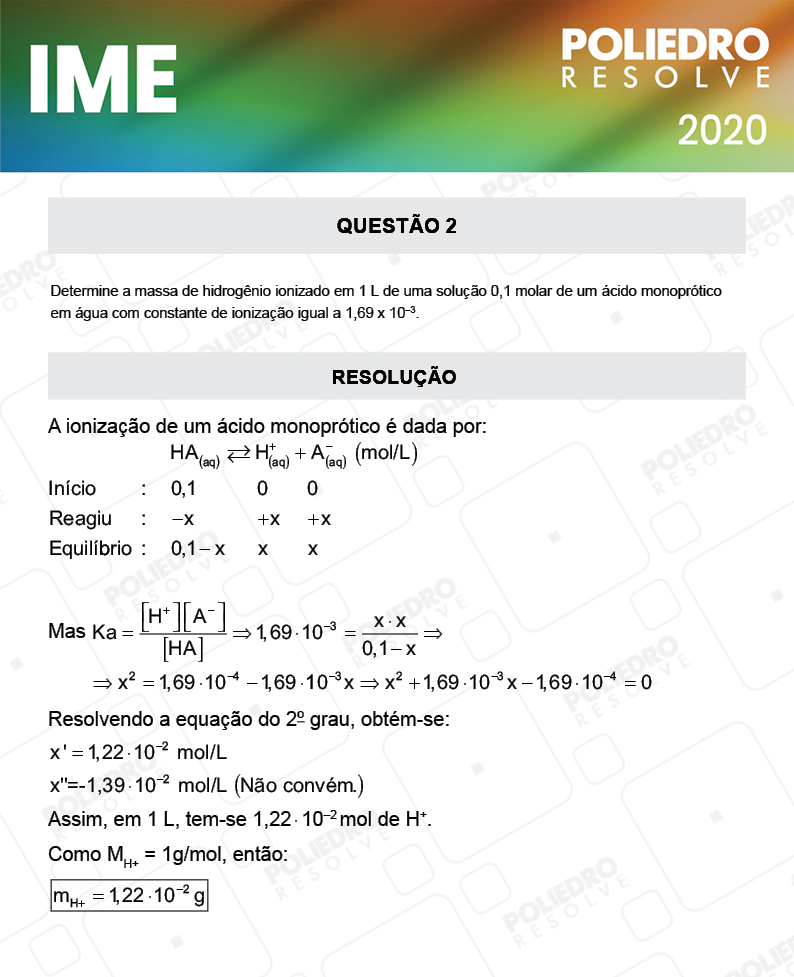 Dissertação 2 - 2ª Fase - Química - IME 2020