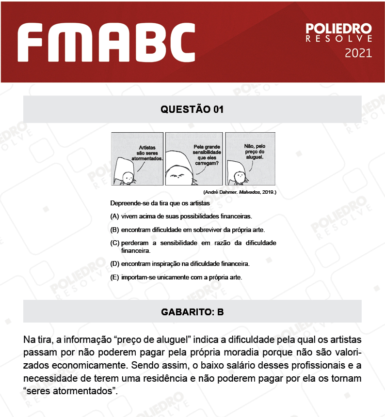 Questão 1 - Fase única - FMABC 2021